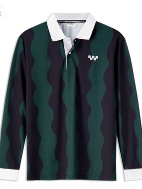 Devereux Golf -Stripe Long Sleeve Golf Shirt - Dark Green/Black